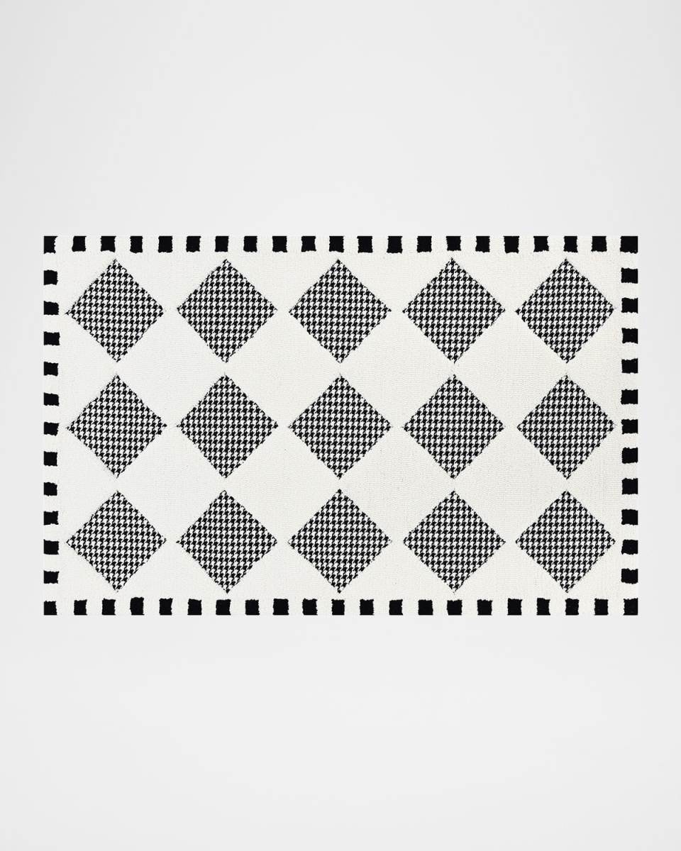 Houndstooth Check Diamond Rug, 3' x 5'